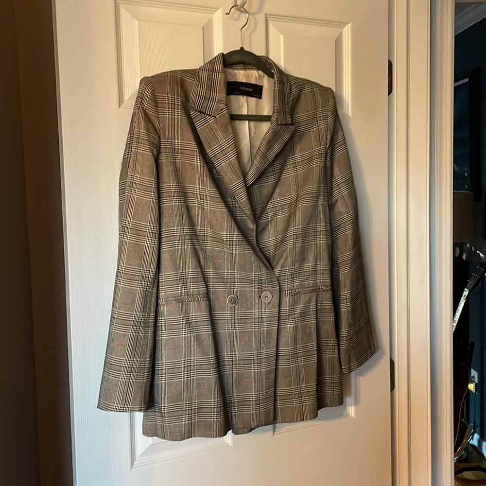 Zara Basic Plaid Blazer
